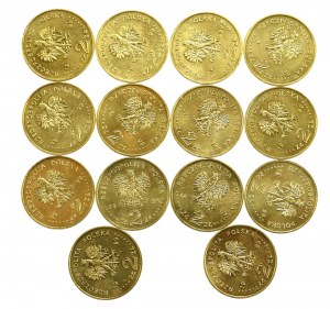 III RP, set of 2 gold 1999, 150th anniversary of the death of F. Chopin. 14 pieces total. (214)