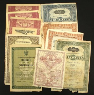 Bonds and a temporary certificate. Total of 11 units. (618)