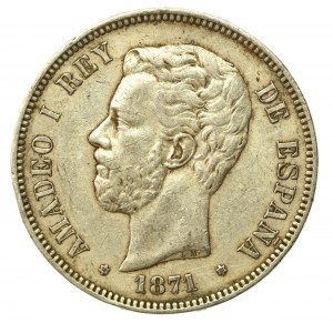 Spain, Amadeus I, 5 pesetas 1871 (816)