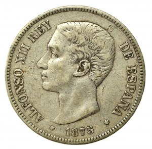 Spain, Alfonso XII, 5 pesetas 1875 (817)