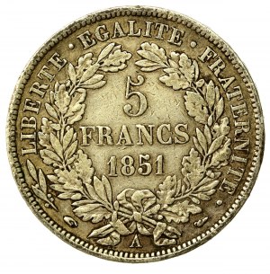France, Second Republic, 5 francs 1851, Paris (818)