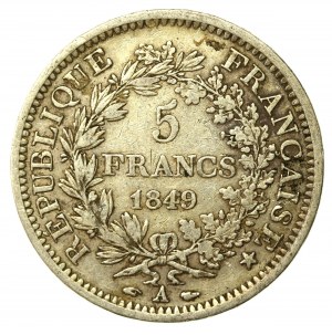 France, Second Republic, 5 francs 1849, Paris (826)