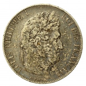 Francja, Ludwik Filip I, 5 franków 1845, Lille (828)
