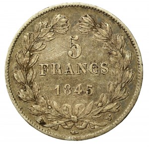 France, Louis Philippe I, 5 francs 1845, Lille (828)