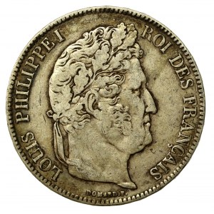 Francja, Ludwik Filip I, 5 franków 1837, Lille (831)