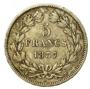 France, Louis Philippe I, 5 francs 1837, Lille (831)