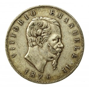 Włochy, Wiktor Emanuel II, 5 lirów 1876, Rzym (833)
