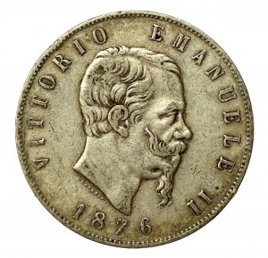 Italy, Victor Emmanuel II, 5 lira 1876, Rome (833)