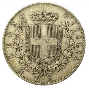 Włochy, Wiktor Emanuel II, 5 lirów 1876, Rzym (833)