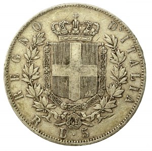 Italy, Victor Emmanuel II, 5 lira 1876, Rome (833)