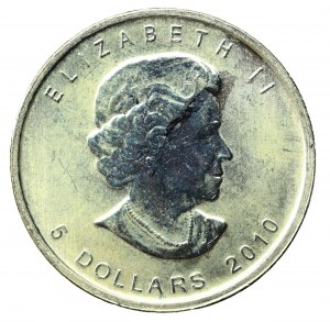 Canada, Elizabeth II, $5 2010 - Maple leaf, 1 oz Ag 999 (840)