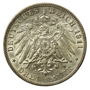 Niemcy, Badenia, Friedrich II, 3 marki 1911 (853)