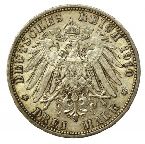 Germany, Prussia, Wilhelm II, 3 marks 1910 (854)