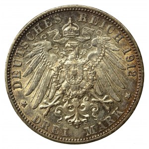 Niemcy, Badenia, Friedrich II, 3 marki 1912 (856)