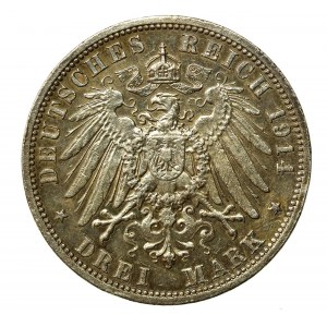 Niemcy, Prusy, Wilhelm II, 3 marki 1914 (858)