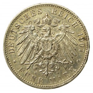 Germany, Württemberg, Wilhelm II, 5 marks 1907 (864)