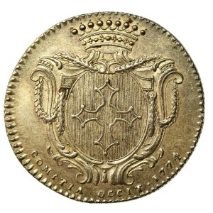 Francja, medal pamiątkowy z 1774 z okresu panowania Ludwika XV (874)