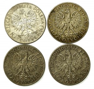 II RP, set of 10 gold 1932-1933, Head of a Woman (879)