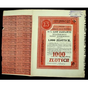 Wileński Bank Ziemski, 4,5% list zastawny, 1.000 zł 1934, seria III (884)