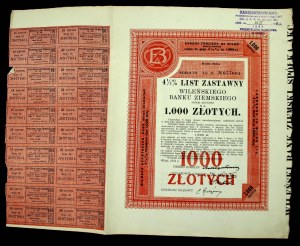 Vilnius Land Bank, 4.5% mortgage bond, PLN 1,000 1934, series III (884)