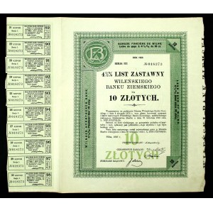 Wileński Bank Ziemski, 4,5% list zastawny, 10 zł 1926, seria I (885)
