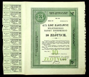 Vilnius Land Bank, 4.5% mortgage bond, 10 zloty 1926, series I (885)