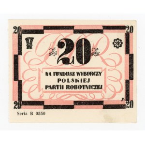 Cegiełka na Fundusz Wyborczy Polskiej Partii Robotniczej, 20 złotych 1946 (301)