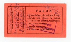 Talon for 1 pair of shoes for children, Rzeszow province, 1982-1983 (306)