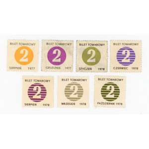 Bilety towarowe na cukier 2 kg, 1977 - 1978. Razem 7 szt. (310)