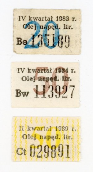 Oil vouchers 1983-1989. set of 3 pcs. (416)