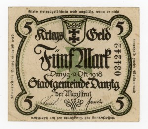 Gdansk, 5 marks 1918 Black (461)