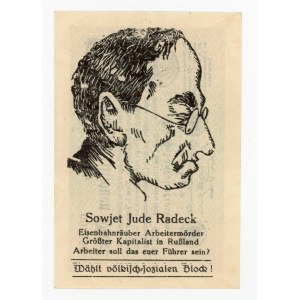 Niemcy, 20 milionów marek 1923 z antysemickim nadrukiem na rewersie SOWJED JUDE RADECK, judaika (478)
