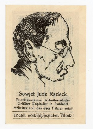 Germany, 20 million marks 1923 with anti-Semitic print on reverse SOWJED JUDE RADECK, Judaica (487)