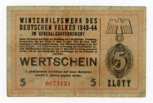 GG, Winterhilfswerk des Deutschen Volkes, 5 gold 1943-44. rare (336)