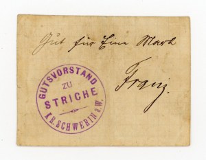 Strykowo/Striche, Gutsvorstand, 1 mark (1914). Very rare (347)