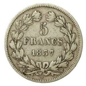 France, Louis Philippe I, 5 francs 1837 W, Lille (131)