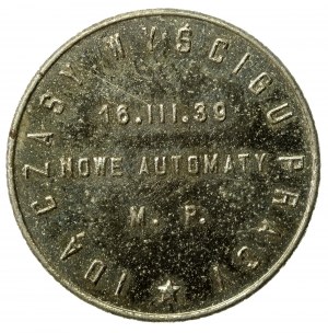 Warsaw, NEW AUTOMATES 16 III 1939 token of the State Mint (369)