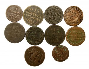 Russia, a set of 18th/19th century Russian coins. 10 pieces total (906)