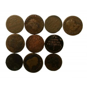 Poland, a set of copper coins of Poland under partitions. Total 9 pieces (908)