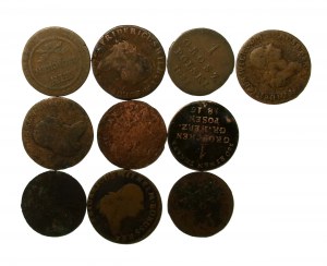 Poland, a set of copper coins of Poland under partitions. Total 9 pieces (908)