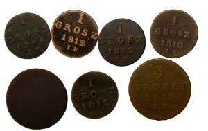 Duchy of Warsaw, a set of coins. Total of 7 pieces (910)