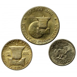 USA, zestaw 1/2 i 1 dolar 1952-1980. Razem 3 szt. (988)