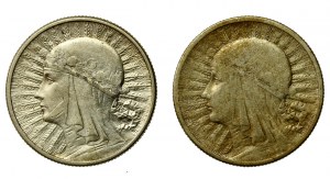 II RP, set of 2 gold 1932 and 1933 Head of a Woman. 2 pieces total. (993)