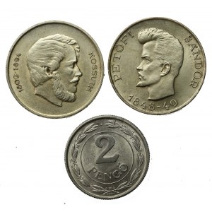 Węgry, zestaw 2 pengo i 5 forintów 1943-1948. Razem 3 szt. (996)