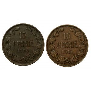 Finlandia, Mikołaj II, zestaw 10 pennia 1900 i 1914. Razem 2 szt. (999)