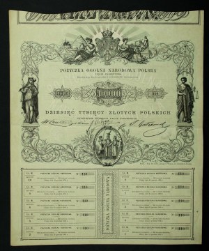 January Uprising, National General Loan, Bond for 10,000 zloty 1863. very rare (398)