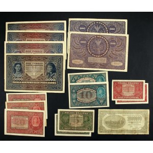 II RP, zestaw banknotów markowych 1919-1923. Razem 16 szt. (880)
