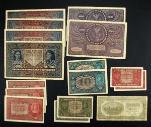 Second Republic, a set of 1919-1923 brand-name banknotes. total 16 pieces. (880)