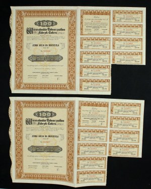 Warszawskie Tow. Fabryk Cukru, 1 share of III series for 100 zlotys from 1937 (915)