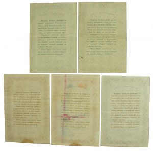 5% State Conversion Loan 1924, fractional certificate of 1 and 3 zloty. Set of 5 pcs. (916)
